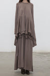Mutedance 25 Autumn/Winter Flower-dyed Silk Round Neck Layered Long Sleeve Dress MD-MD25FW85-sand (MD25FW84)